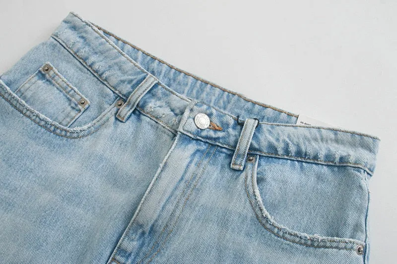 ASYMMETRIC FRAYED RIPPED MINI SKIRT
