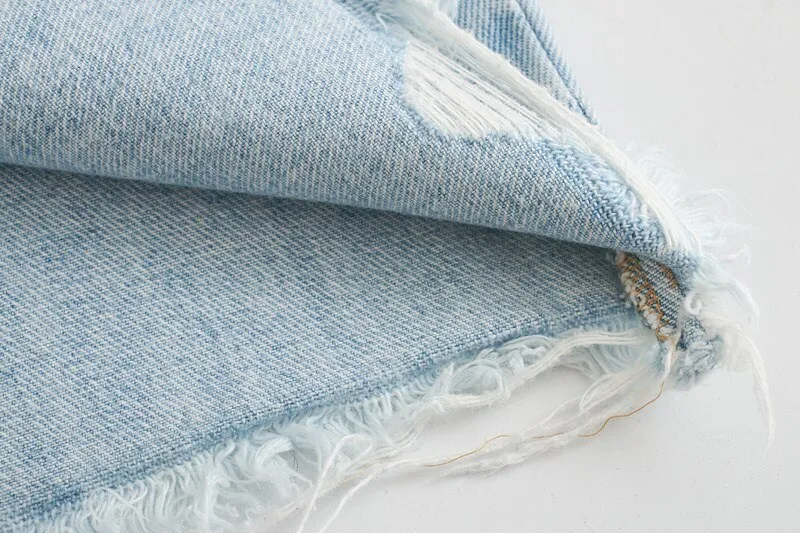 ASYMMETRIC FRAYED RIPPED MINI SKIRT