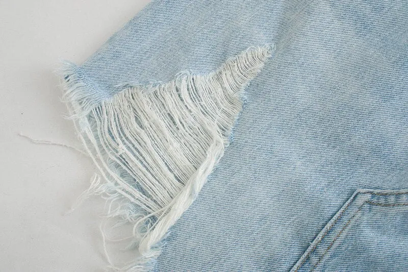 ASYMMETRIC FRAYED RIPPED MINI SKIRT