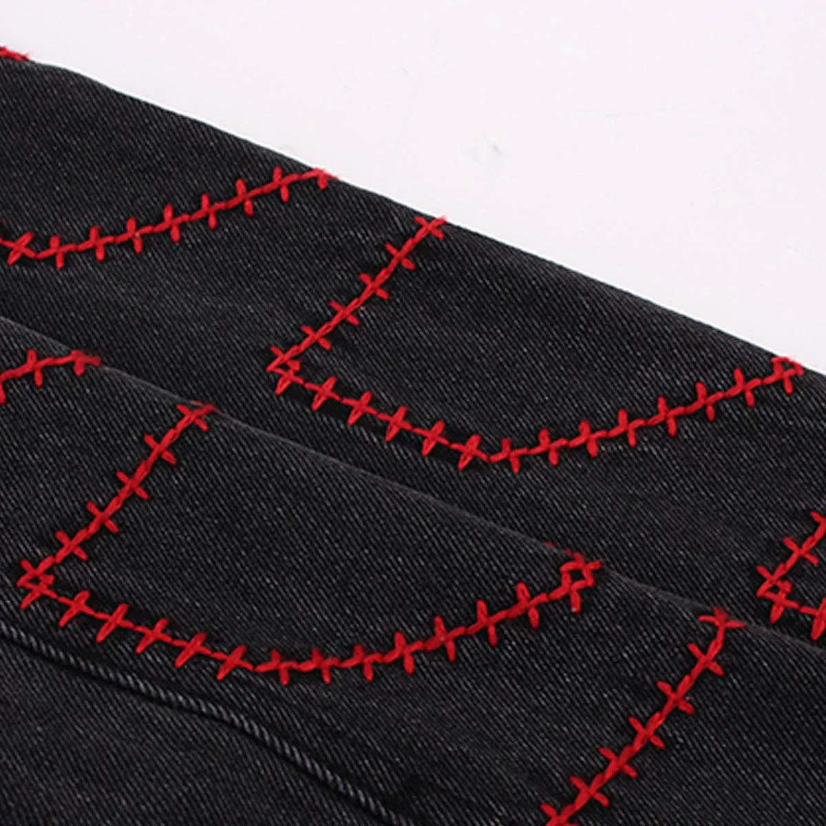 Cross Stitch Black Grunge Denim Jacket