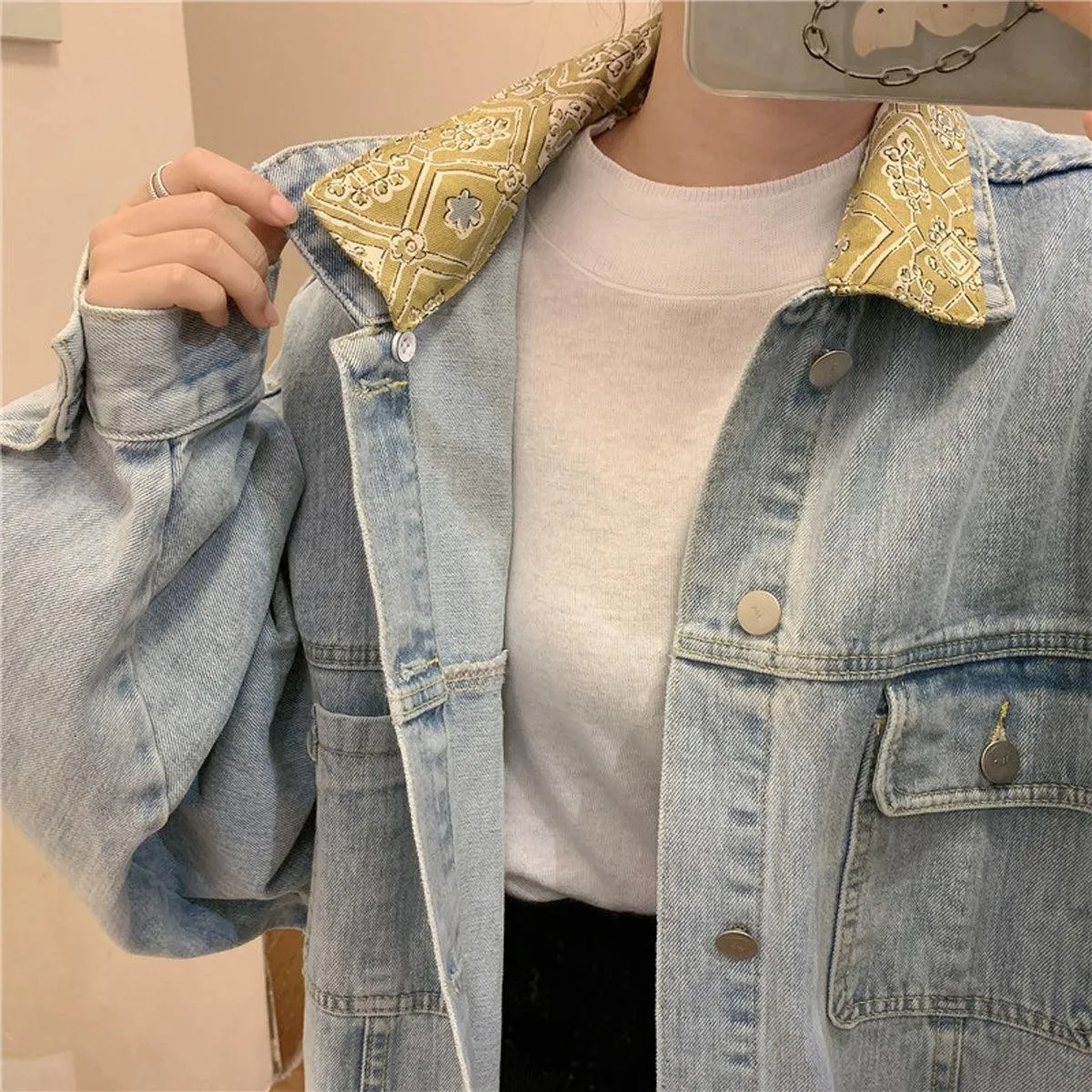 Double Collar Retro Denim Jacket