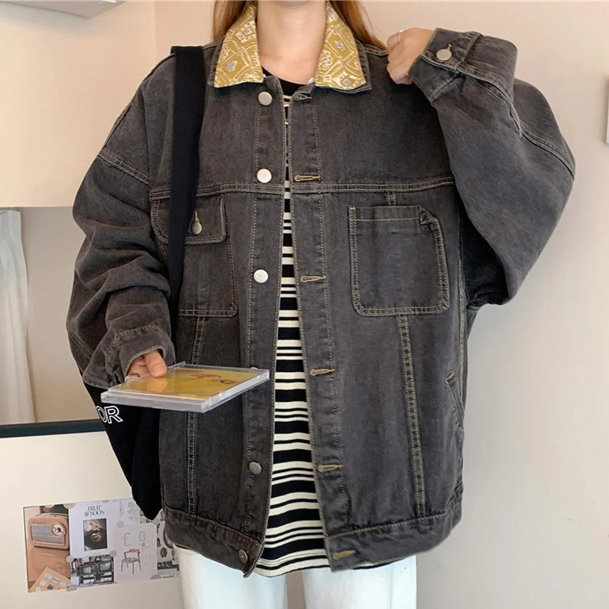 Double Collar Retro Denim Jacket