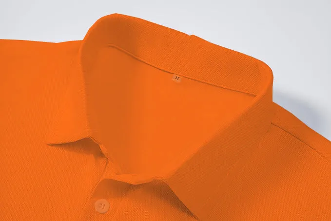 Men's Regular Fit Polo Neck Half Sleeve Solid Uniform T-Shirt | Polo T-Shirt for Men (Dark Orange)