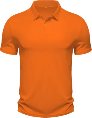 Men's Regular Fit Polo Neck Half Sleeve Solid Uniform T-Shirt | Polo T-Shirt for Men (Dark Orange)