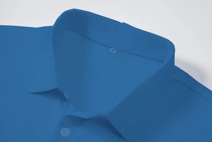 Men's Regular Fit Polo Neck Half Sleeve Solid Uniform T-Shirt | Polo T-Shirt for Men (Dark Sky Blue)