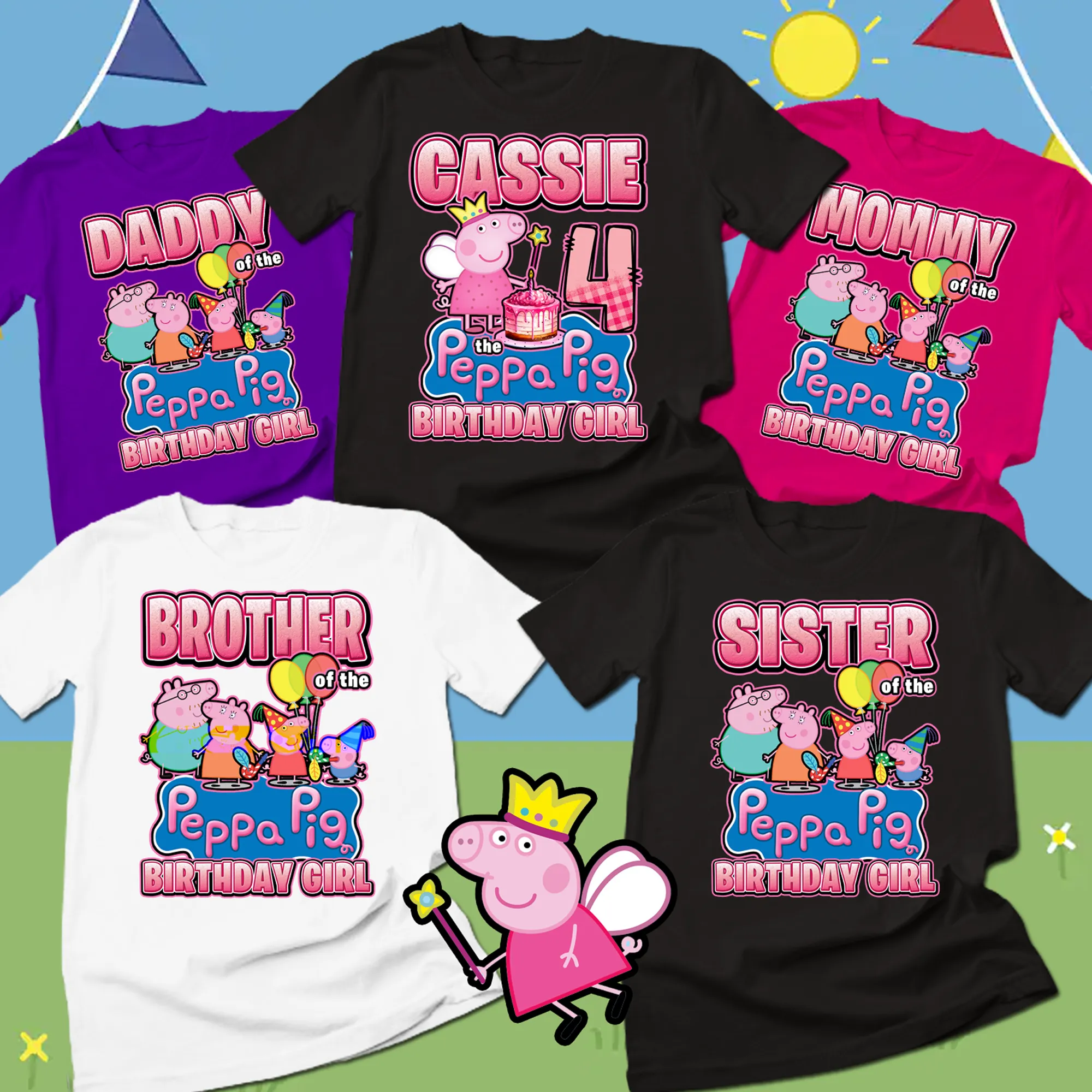 Peppa Pig Birthday Girl Family Party Shirts, Peppa Pig birthday girl shirt