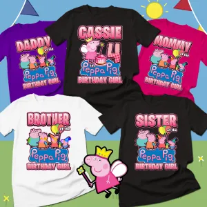 Peppa Pig Birthday Girl Family Party Shirts, Peppa Pig birthday girl shirt