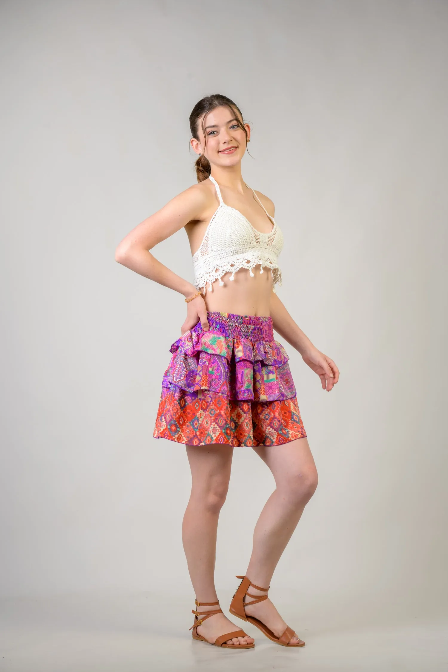 Rhea Layered Pattern Bobbin Skirt