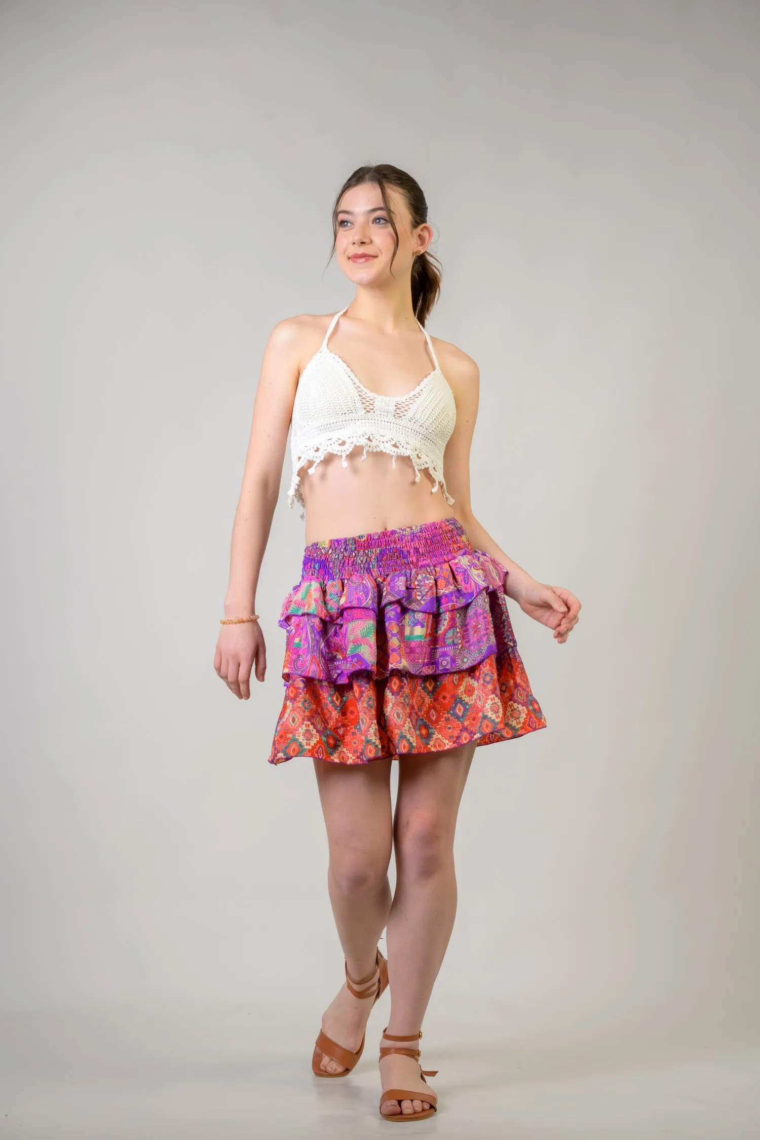 Rhea Layered Pattern Bobbin Skirt